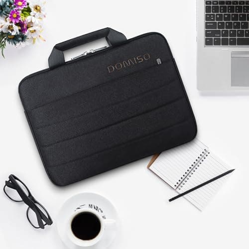 DOMISO 15.6 inch Laptop Sleeve Waterproof Carrying Handbag Laptop Briefcase Compatible with MacBook Air/MacBook Pro/Dell Precision/MateBook/HP ZBook/15 Surface Laptop/Lenovo,Black — view 3