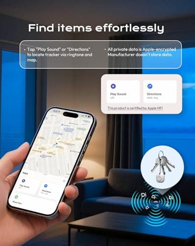 Smart Air Tracker Tag with Apple Find My, Item Finders for Luggage/Keys/Bags, Removable Battery (iOS Only) White — view 2
