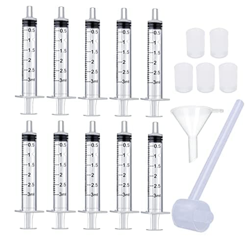 10 Pack 3ml Reusable Plastic Syringe with Extraction Adapters Funnel and Cosmetic Dispenser Pump for Perfumes Transfer to Empty Bottles