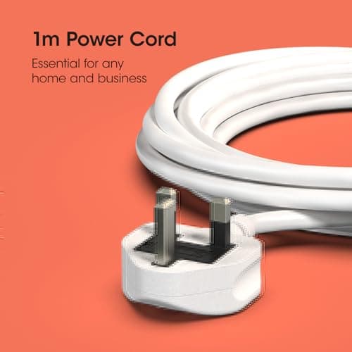 SLx Extension Lead 1m 6 Way Gang Socket 13A UK Plug 3 Pin Mains Power Extension Cord Compact Travel Power Strip White — view 2