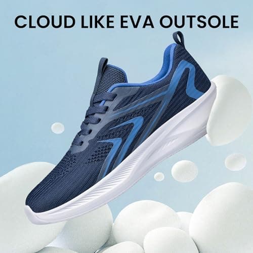 HOIYHEK Wide Fit Trainers for Women Lightweight Breathable Wide Toe Box Shoes Womens Mesh Footwear Non-Slip Comfort Walking Running Shoes for Gym Walking Navy Blue White Size 6.5 — view 6