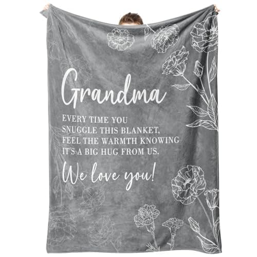 Niyewsor Grandma Gifts, Grandma Floral Blanket 50" x 60", Gray