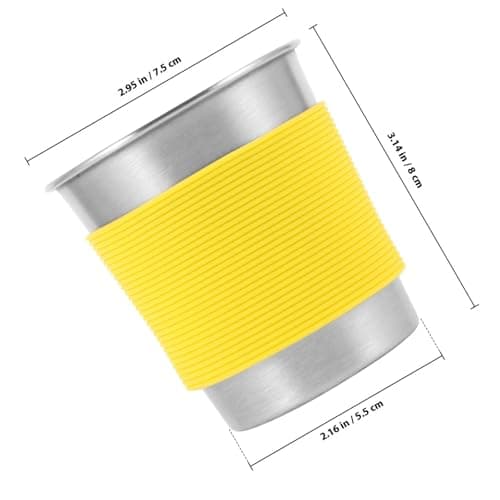 TEHAUX Stainless Steel Water Cup Anti-scalding 2pcs with Silicone Sleeve, Single-Layer Metal Mug Easy to Clean, Flat Base, for Table and Desk, Camping and Travel Drinking Cup — view 2