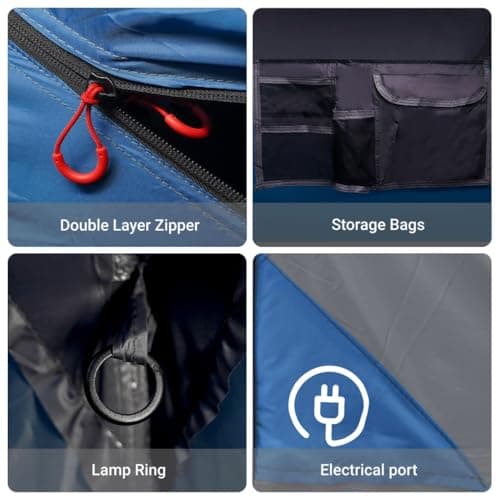 vidaXL Family Tent with LED 10-Person Light Blue Quick Release — view 6