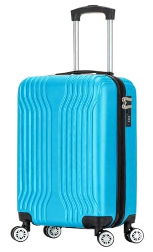 DK Luggage Carry-on 20 Inch Cabin Virgin Atlantic, EasyJet, BA, Jet 2 Hard Shell Hand Luggage Suitcase 4 Wheel Spinner Luggage ABS25 (Blue, 20" Carry-on)