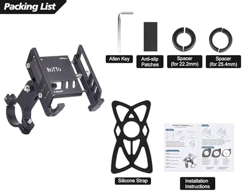 ROTTO Bike Phone Holder Mobile Mount for Bicycle Motorbike 360°Rotation Aluminum Alloy Universal Fit — view 6