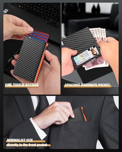 RFID Blocking Leather Wallet, Slim Wallets for Men UK with 11 Cards Slots, Cash Slot & ID Window & Coin Pocket, Minimalist Pop Up Credit Card Holder with Magnetic Closure, Card Cases with Gift Box — view 5