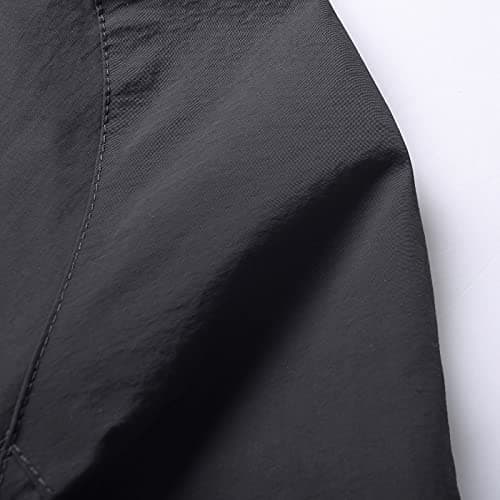 Waterproof Jacket Mens Lightweight Full Zip Windbreaker Outdoor Raincoat Detachable Hooded Softshell Rain Jacket Windproof Military Outerwear for Travelling Camping Running Hiking Black XL — view 2