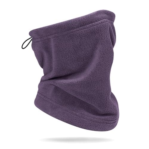 Clakllie Warm Polar Fleece Neck Gaiter Thermal Snood for Men Winter Face Mask Windproof Bandana Adjustable Face Covering Scarf for Skiing Motorcycle Outdoor Sports Running Cycling,HB25W1-Purple