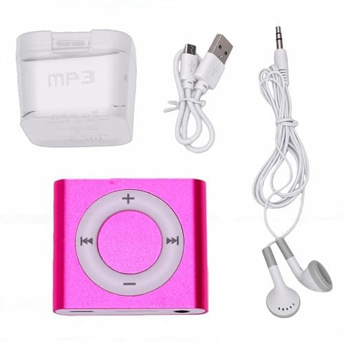 Cocoarm Portable MP3 Player with Speaker Aluminum Alloy Music Player HiFi Sound 18 Hour Playback 64GB Card Support 3.5mm Earphones for Students Running Travel (Rose Red) — view 5