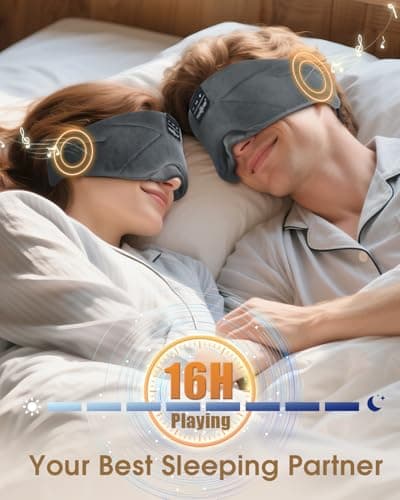 MUSICOZY Sleep Mask Headphones 100% Blockout Soft Cotton Sleep Headphones — view 4