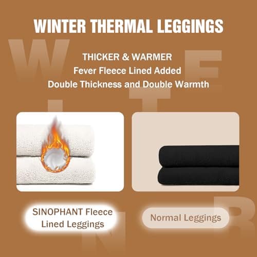 SINOPHANT Fleece Lined Leggings for Women Thermal Winter Thick Brown S — view 5