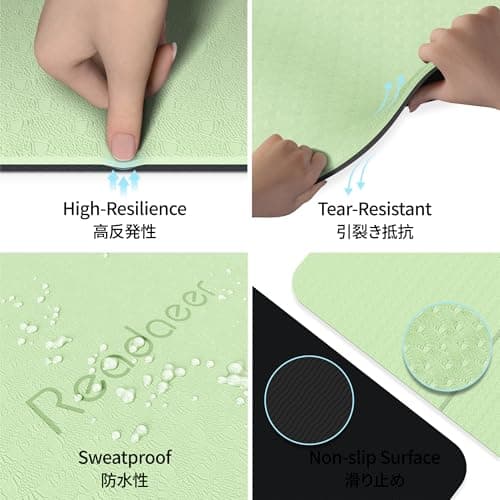 Foldable Yoga Mat for Travel, Non-Slip Exercise Pilates Fitness Mat, Green — view 2