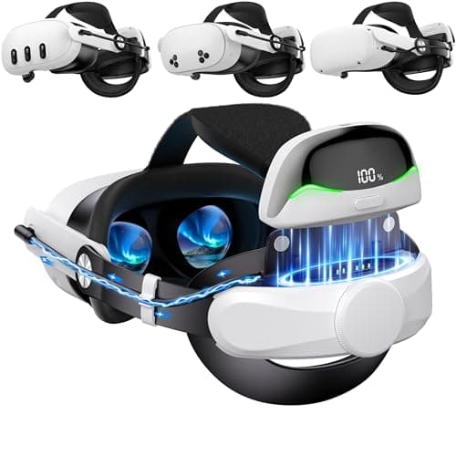 VR Head Strap with 10000mAh Battery for Meta Quest 3/Quest 3S/Quest 2,Comfortable Elite Strap with 45° Flip-Up Design, Adjustable VR Headset Accessories with Magnetic Detachable Battery Pack