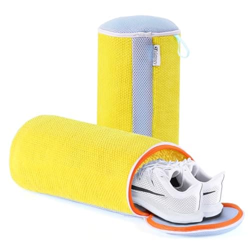Teletrogy Shoe Washing Machine Bag 2Pcs with Hidden Zipper,Yellow, Max UK14