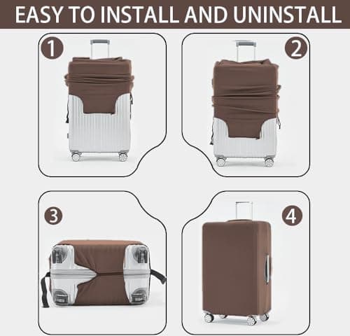 Suitcase Protective Cover Elastic Suitcase Protective Cover Protective Cover for Suitcases with Zip Washable Suitcase Cover Scratch-Resistant Suitcase Cover Protective Case, brown, L — view 5