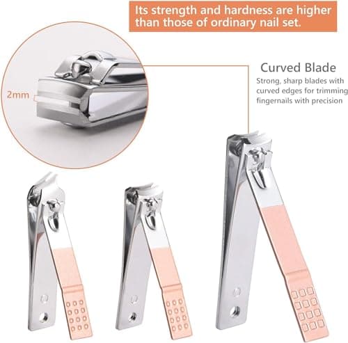 URAQT Nail Clippers, 18 pcs Manicure Pedicure Set, Nail Scissors Cuticle Remover for Men Women, Stainless Steel Nail Care Grooming Kit with Leather Case for Travel & Home — view 4