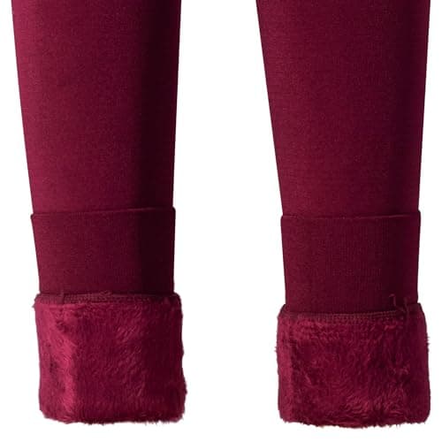 SUBZY Women’s Thermal Heat Leggings Fleece Lined, High-Waisted Winter Warm Pants for Cold Weather, Outdoor Sports, Travel & Everyday Wear (UK, Alpha, XL, XXL, Regular, Regular, Maroon) — view 2