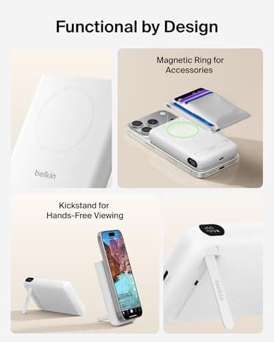 Belkin BoostCharge 10,000mAh Magnetic Power Bank with Kickstand - White — view 3