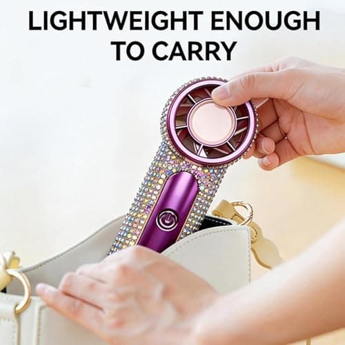 Fully Rhinestone Handheld Turbine Fan - Luxury Crystal-Encrusted Multi-Speed Portable Fan | Digital Display & USB Rechargeable Cooling Tool | Glamorous Pocket Mini Faņ — view 2