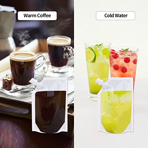 Travel Pouch,10PCS Plastic Reusable Hip Flask with Spout,Drink Pouches for Festivals Hide Alcohol,Juice, Sneak Booze, Liquor, Rum, Water-220ml — view 4