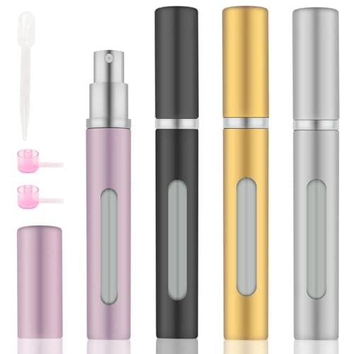 OBSGUMU 4pcs Mini Perfume Travel Bottle, Perfume Atomiser Refillable, 5ML Spray Bottles, Portable for Travel Holiday, Outdoor Activities and Business