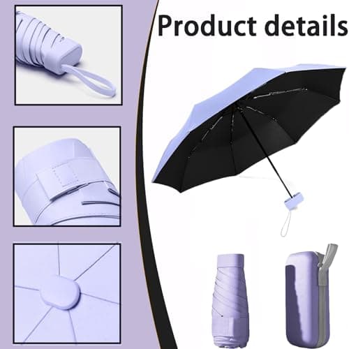 wodehahagou Mini Compact Umbrella with Storage Box - Portable Pocket Folding Travel Umbrella, 6 Ribs, UV Protection for Men & Women (Purple) — view 3