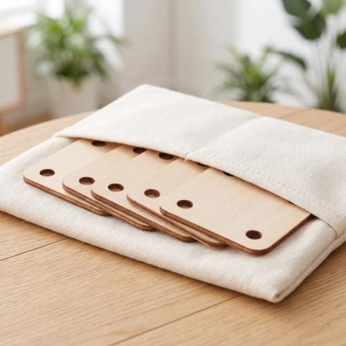 KICHOUSE 72pcs Wooden Weaving Cards Square and 4 Hole for Beginners — view 5
