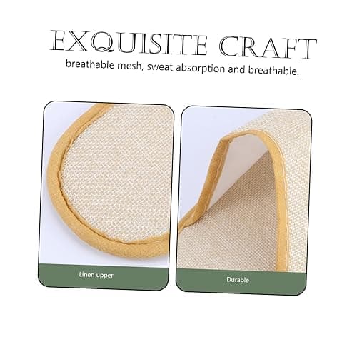 CALLARON 10 Pairs Disposable Guest Slippers Non-slip Beige Cloth Flax Spa Slippers with Eva Sole Lightweight for Short-term Stays — view 3