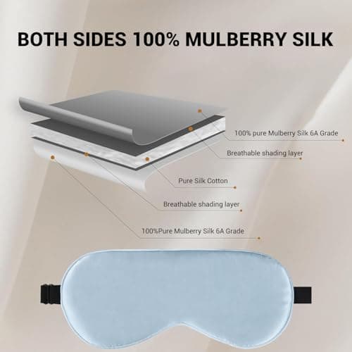 LaCourse 100% Grade 6A Mulberry Silk Sleep Eye Mask for Sleeping - Dual-Sided Natural Silk, Adjustable Strap, Breathable & Ultra-Soft, Gentle on Skin, Kids' Blue — view 5