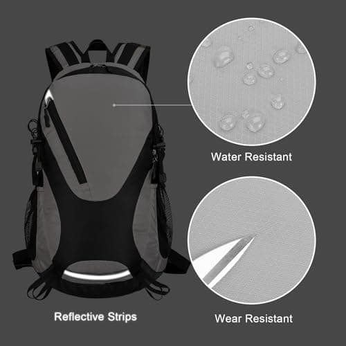 Outplea 30L Hiking Backpack for Men Women, Waterproof Outdoor Daypack Reflective with Waist Belt for Walking, Grey — view 3