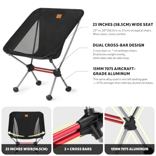 Naturheike YL08 Ultralight Camping Chair, Backpacking Chair with Anti-Sinking Feet, Portable Compact Folding Chair for Hiking Camping Fishing Outdoor — view 3
