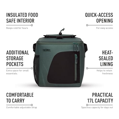 Thermos Radiance 17L Insulated Family Cool Bag Rock Cap Green – Large Picnic & Cooler Bag, Leak-Resistant Food-Safe Lining, Isotec™ Insulation Keeps Food Cold 5 Hours, Shoulder Strap & Storage Pockets — view 4