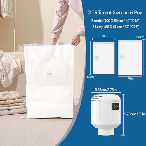 LKV Vacuum Storage Bags with Electric Pump for travel, Space Saver Bags — view 2
