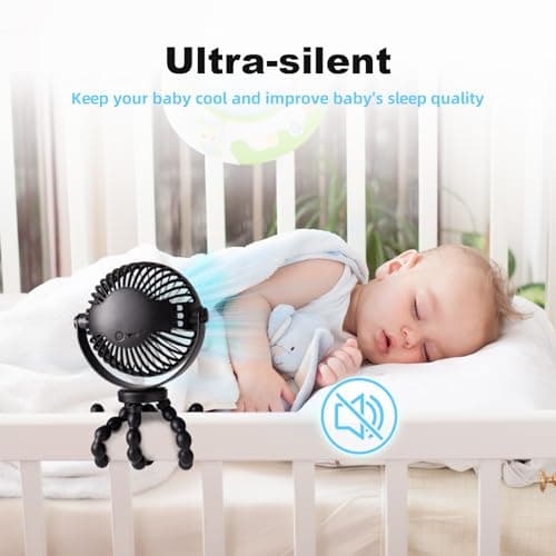 PaPaFboy Pram Fan, Rechargeable 3-Speed Clip On Fan, Black — view 4