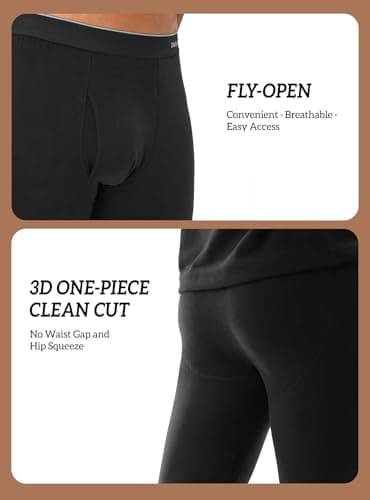 DAVID ARCHY Men's Thermal Set Contain Wool and Mulberry silk Blend Warm Luxuriously Soft Moisture-wicking Base Layer Underwear Set, Bottoms with Open Fly Suitable 14°F to 32°F — view 5