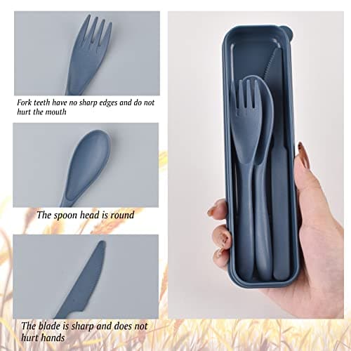 Travel Cutlery Set with Case, Reusable Plastic Cutlery Set — view 4