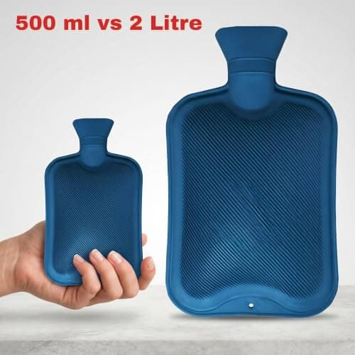 Mini Hot Water Bottles Pack of 3 – 500ml Each Small Natural Rubber Hot Water Bags for Pain Relief, Menstrual Cramps, Muscle Aches & Warmth – Leakproof Hot Water Bottle Set (Assorted Colours) — view 4