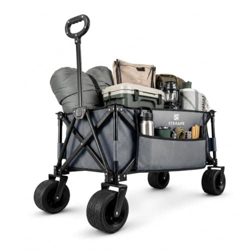 Straame 150L Festival Trolley, All-Terrain Folding Camping Wagon Cart, Grey