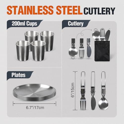 REDCAMP 23 PCS Camping Cookware Set for Family, Compact & Folding Backpacking Cookset for 4-5 Persons, Anodized Aluminum Lightweight Camping Pots and Pans Set — view 4