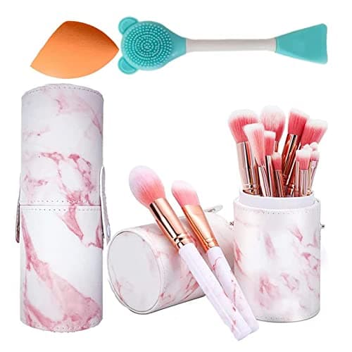 NEVSETPO 17Pcs Girls Make Up Brush Set Teen Girl Gifts Brushes Sponges