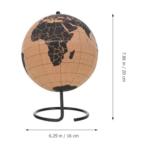 UPKOCH Cork Globe with Stand Desktop World Globe Decor Tabletop World Map Ornament for Office and Home Educational Geography Study Display 7.87 in — view 2