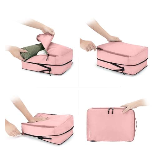 Compression Packing Cubes, Lumesner 8 Set Travel Essentials Packing Cubes for Carry on Suitcases, Compression Suitcase Organizers Bag Set & Travel Cubes (8-piece, Pink) — view 4