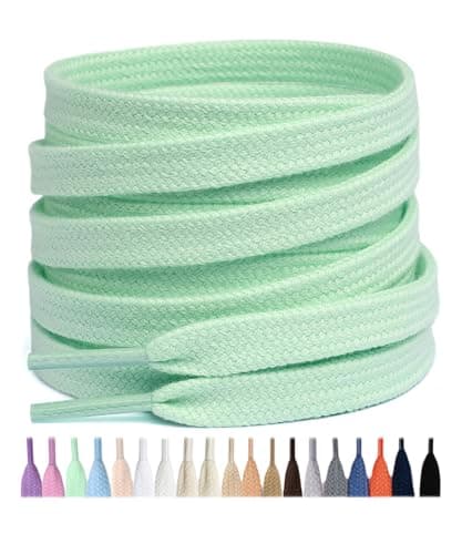 Stepace Cotton Flat Shoe Laces 8mm Shoelaces for Sneaker mint green 120