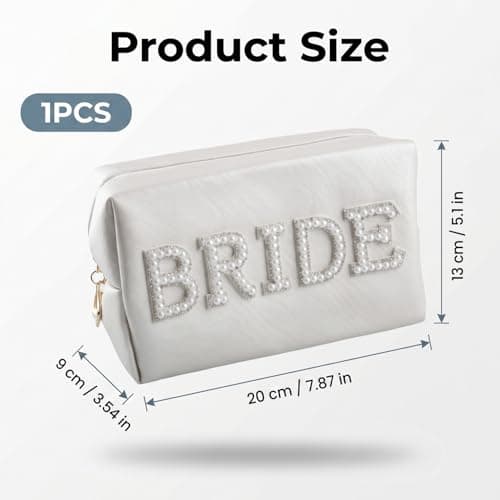 Hopzab Bridal Vanity Case, Exquisite Craftsmanship Travel Pouch for Weddings and Parties, Large Capacity White(Bride) — view 2