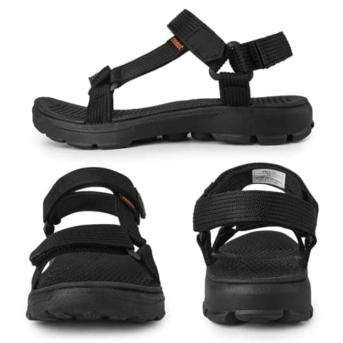 riemot Women's Walking Sandals, Adjustable Sports Sandals with Textured Footbed and Lightweight Cushioned Rubber Sole, Comfortable Summer Outdoor Sandals for Travel and Daily Walking, Black UK 7 — view 2