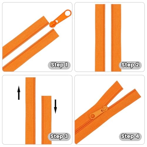 DOITEM #5 Nylon Coil Zippers by The Yard Bulk 10 Yards 9 Meters with 20pcs Zipper Sliders for DIY Sewing Tailor Craft Bag Garment Home Textile (Orange, #5) — view 3