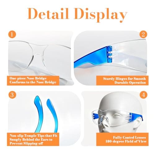 BIRDDIE 10-Pack Safety Glasses, Anti-Fog Goggles Clear Bulk Safety Eyewear — view 6