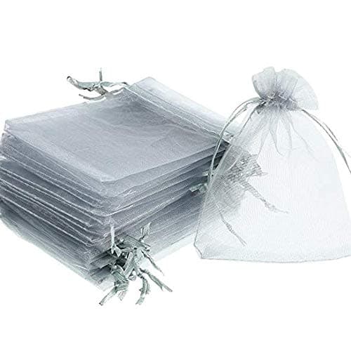 Time to Sparkle 25 Pcs Organza Gift Bags - Silver 20x30cm