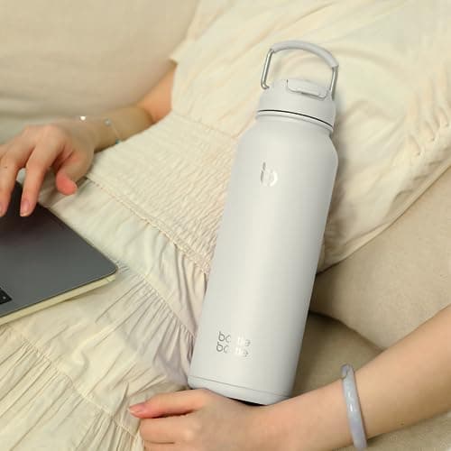 BOTTLE BOTTLE Insulated Water Bottle with Straw 1180ml(40oz) Sports Stainless Steel Water Bottles with Handle Lid Outdoors Drink Flask for Pills (white) — view 6
